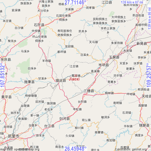 Jiaoxi on map