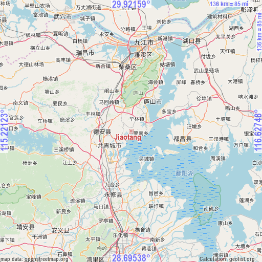 Jiaotang on map