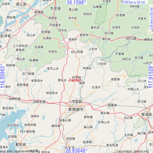 Jiaotan on map