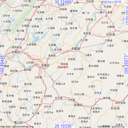 Jiaoshi on map