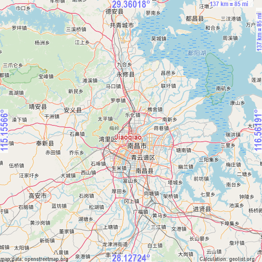 Jiaoqiao on map