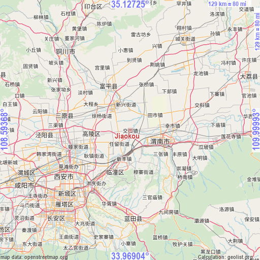 Jiaokou on map