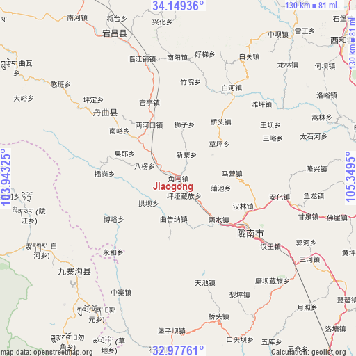 Jiaogong on map