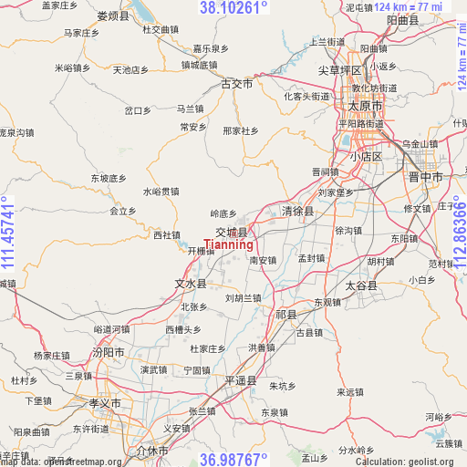 Tianning on map