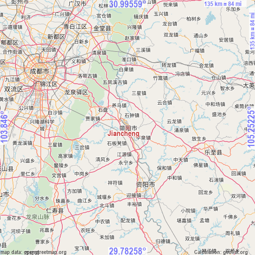 Jiancheng on map