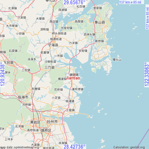 Jiantiao on map