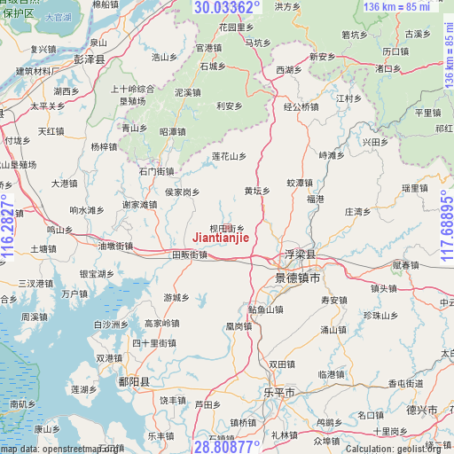 Jiantianjie on map