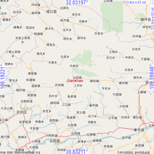 Jianshan on map