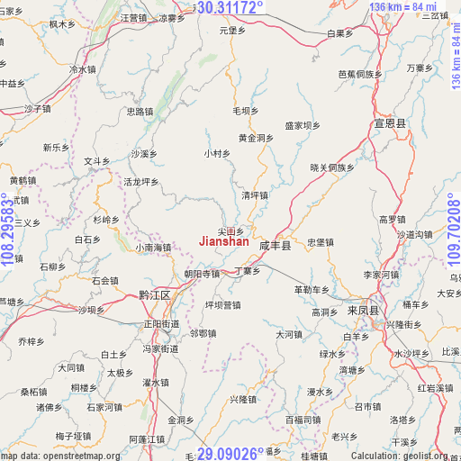 Jianshan on map