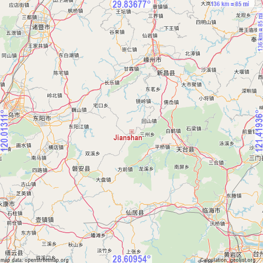 Jianshan on map