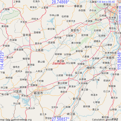 Jianshan on map