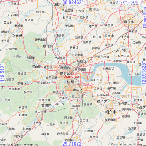 Jianqiao on map