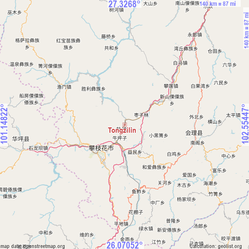 Tongzilin on map