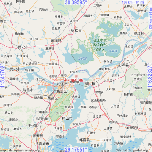 Jiangzhou on map