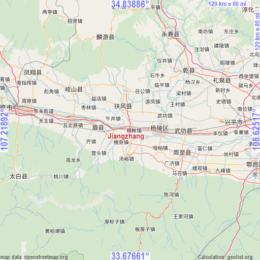 Jiangzhang on map