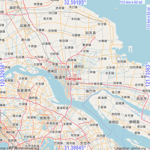 Jiangzao on map