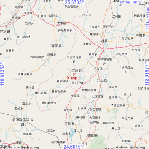 Xiaopu on map