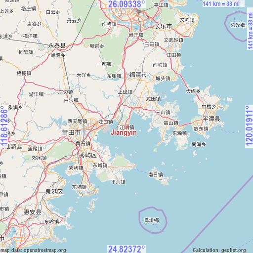 Jiangyin on map