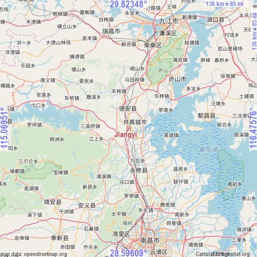 Jiangyi on map