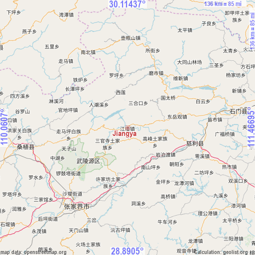 Jiangya on map