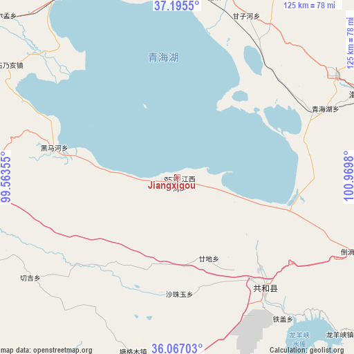 Jiangxigou on map