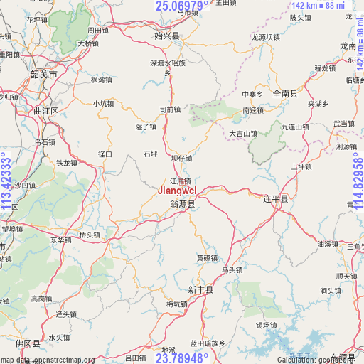 Jiangwei on map