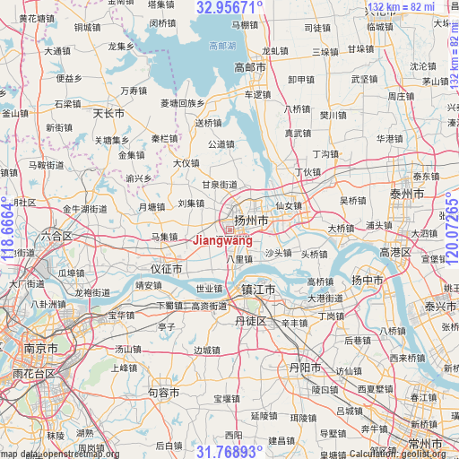 Jiangwang on map