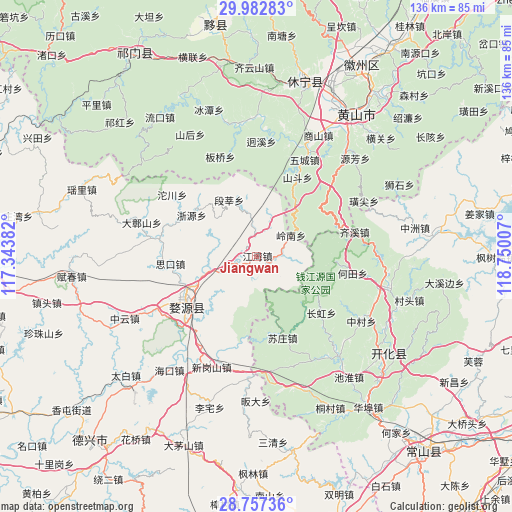 Jiangwan on map