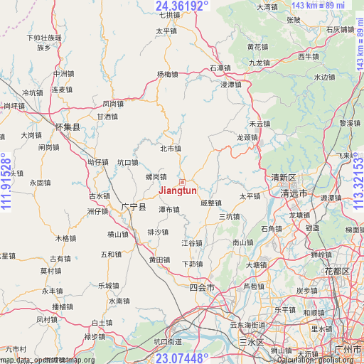 Jiangtun on map