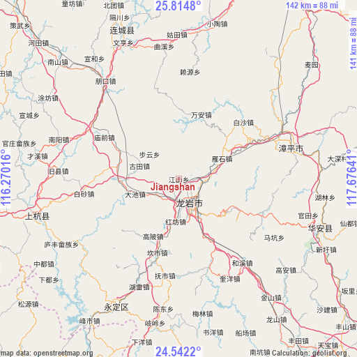 Jiangshan on map