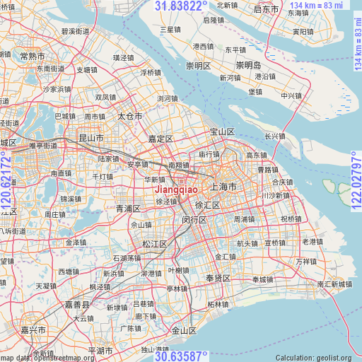 Jiangqiao on map