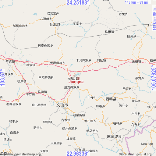 Jiangna on map