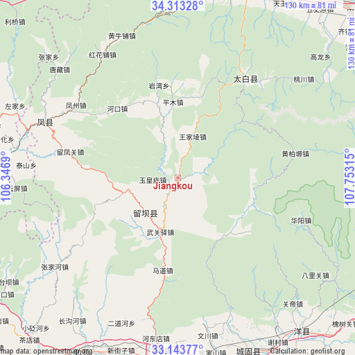 Jiangkou on map