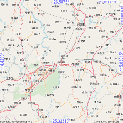 Jiangkou on map