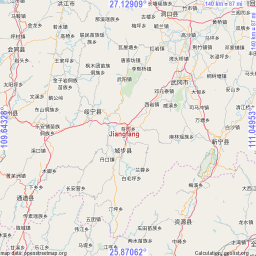 Jiangfang on map