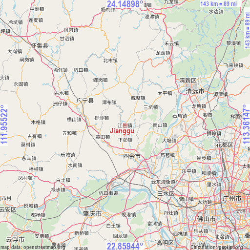 Jianggu on map