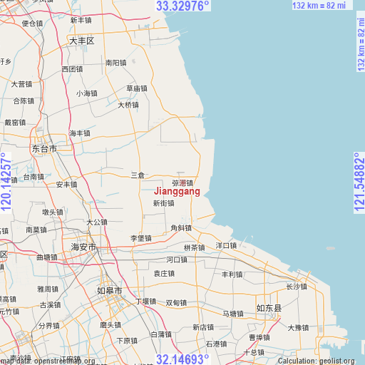 Jianggang on map