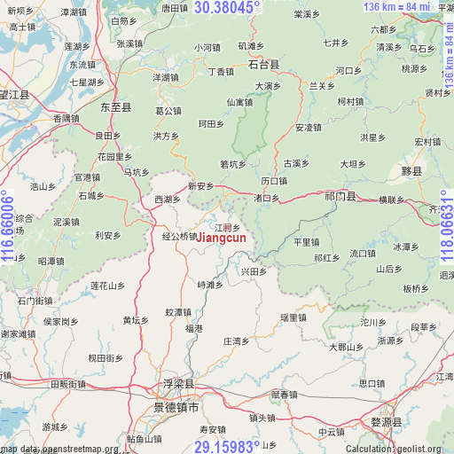 Jiangcun on map