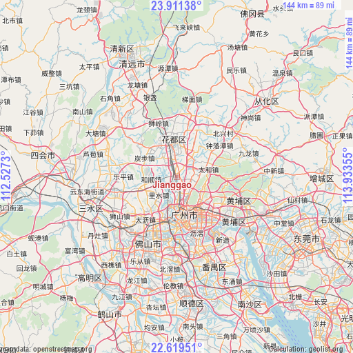 Jianggao on map