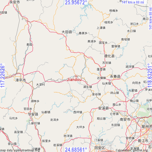 Jiandou on map