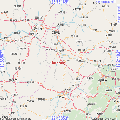 Jiancheng on map