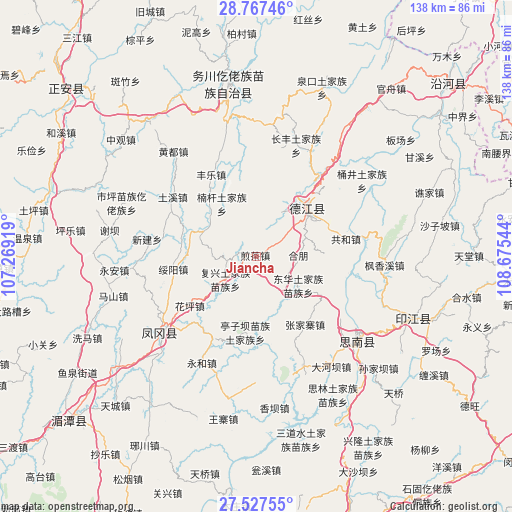 Jiancha on map