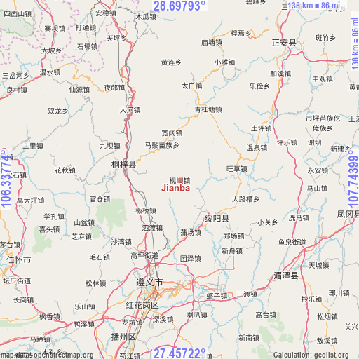 Jianba on map