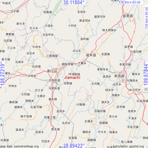 Jiamachi on map