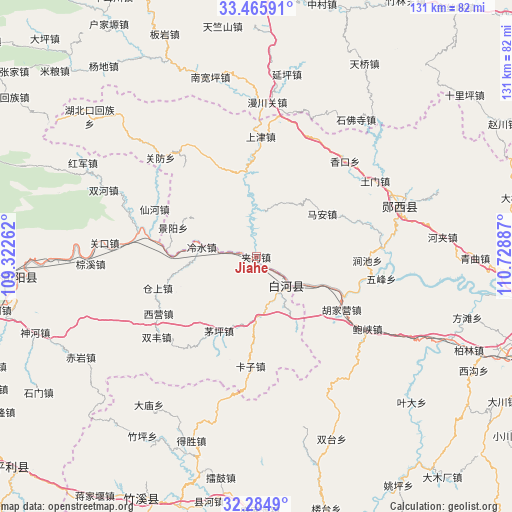 Jiahe on map