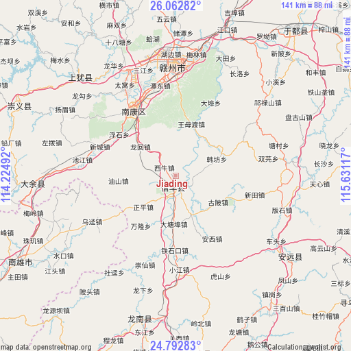 Jiading on map