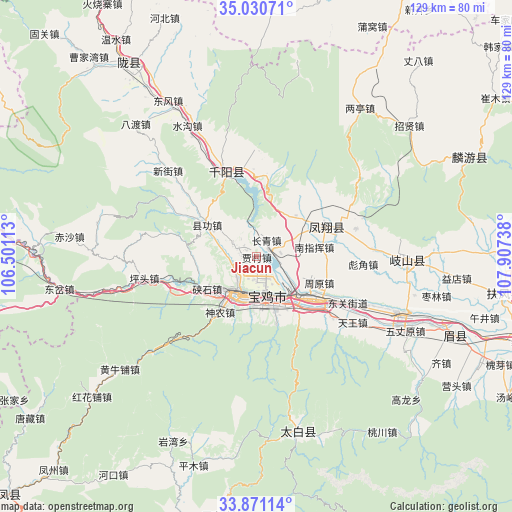 Jiacun on map