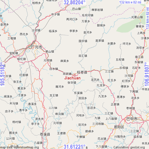 Jiachuan on map