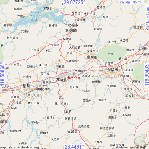 Huzhen on map