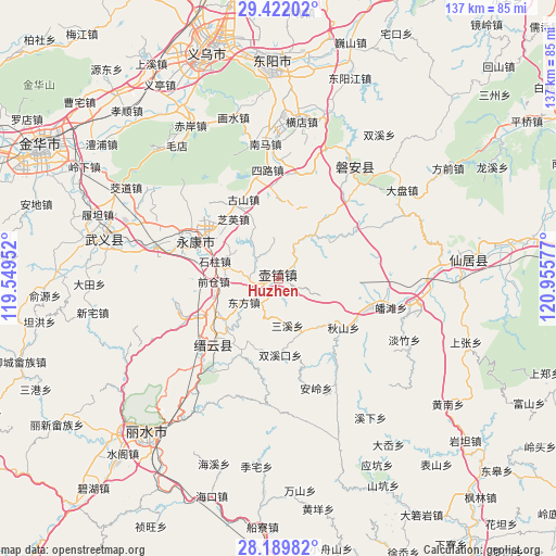 Huzhen on map